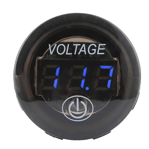 Universal LED DC Digital Voltmeter Spenningsmåler Bilbatterimåler 12?24V M/ Berøringsbryter Blå