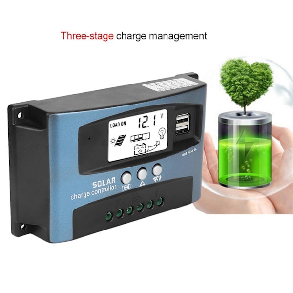 MPPT 60A Solar Charge Controller Dobbelt USB LCD Display 12V 24V
