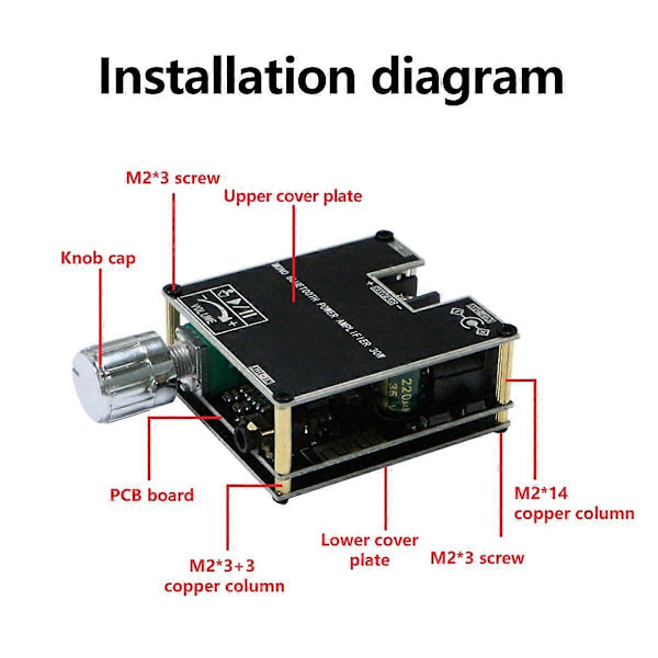 ZK301B Mono 30W BT5.3 Digital Lydforsterkermodul Støtter Ekte Trådløs TWS med APP DIY Enkel Mono Forsterkerkort