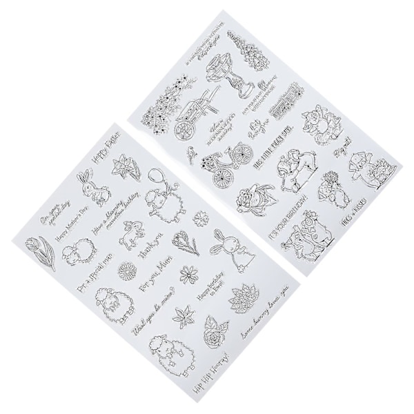 2 stk. Gjennomsiktig Stempel TPR Segl Sau Kanin Gris Bursdag for Kortlaging DIY Scrapbooking