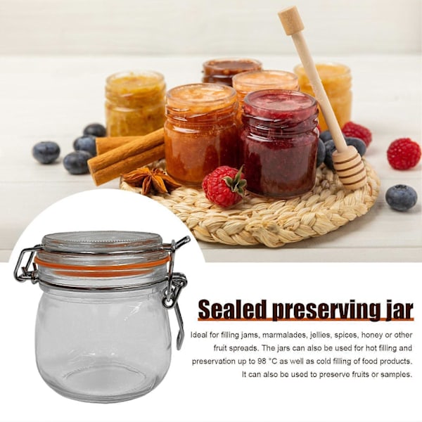 6 st Förvaringsburkar med Försegling Livsmedelsgodkända BPA-fria Diskmaskinssäkra Transparent Design Syltburkar Glasbehållare