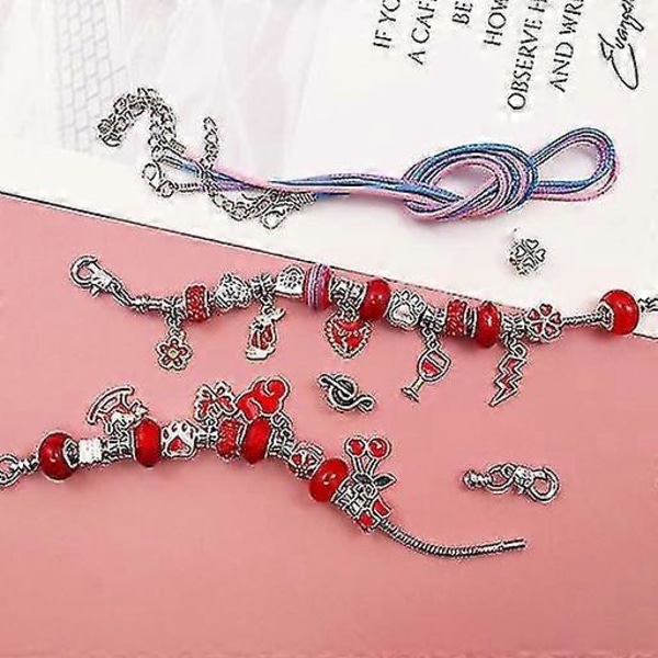 Charm Armbandstillverkningskit DIY Hantverk Smyckesset Present För Barn Flickor Tonåringar red
