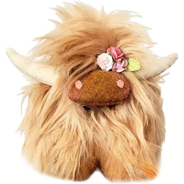 Handgjord Highland Cow Tomte, Bondgård Nordisk Dvärg Heminredning Khaki