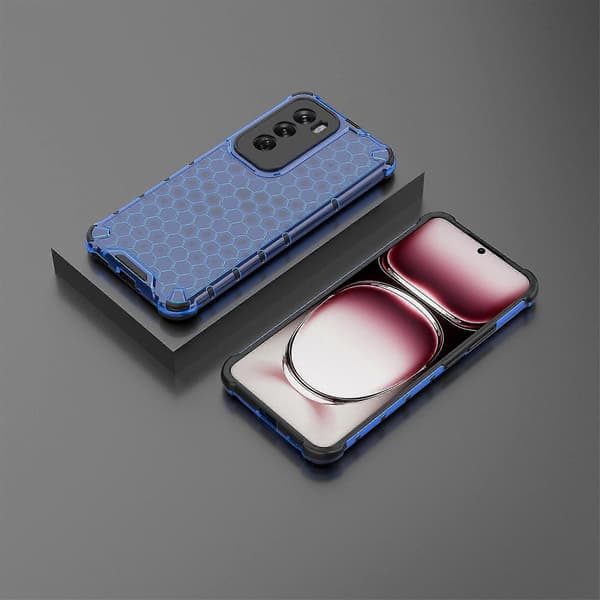 Til Oppo Reno12 5G Cover PC+TPU Telefon Cover Honeycomb Form Stødabsorberende Blue