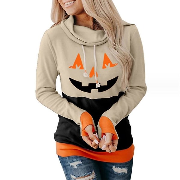 Kvinnor Halloween sweatshirts Pumpa Face Dans Skelettskjorta Långärmad tröja Rolig grafisk tröja style 14 M