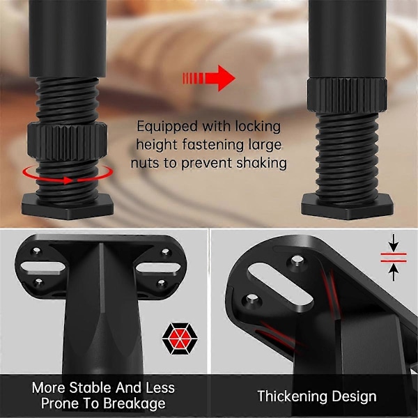 4 st Justerbara Sängram Stödben (21 cm-36,8 cm), Mittstöd för Sängram, Kraftigt Stödben för Ram/Soffa/Stol/Bord