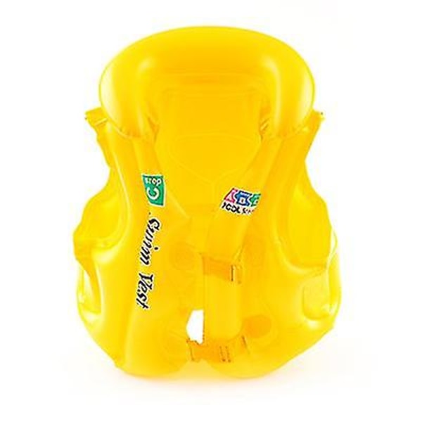 Pvc Barn Flytväst Uppblåsbar Baddräkt Simskyddsväst yellow L(30-40kg)
