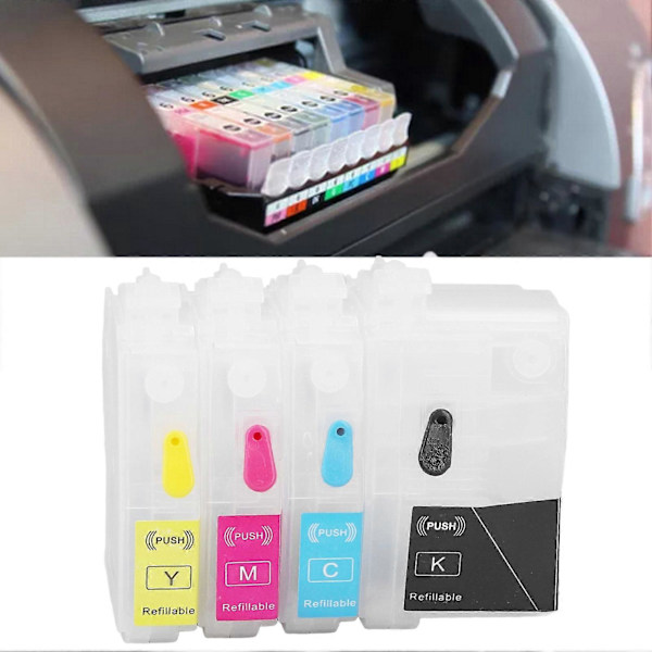 4 st Bläckpatroner Magenta Blå Gul Svart Jämn Klar Utskrift Påfyllningspatron Ersättning för Skrivare LC3211