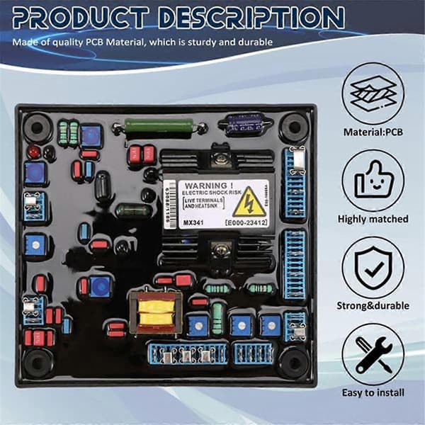 MX341A AVR Generator Automatisk Spänningsregulator Stabilisator Kontrollmodul Permanent Generatorkomponent