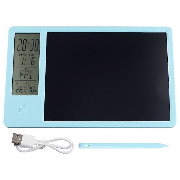 Multifunktionell elektronisk skrivbordskalender LCD skrivplatta med väckarklocka, luftfuktighet, temperatur, LCD meddelandetavla, A
