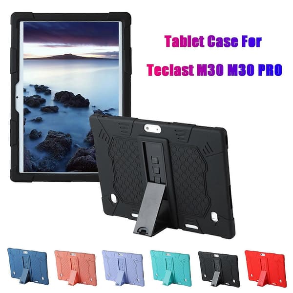 Tablet Cover til M30 M30 PRO 10.1 Tommer Tablet Silikone Cover Justerbart Tabletstativ med Pen (Blå)