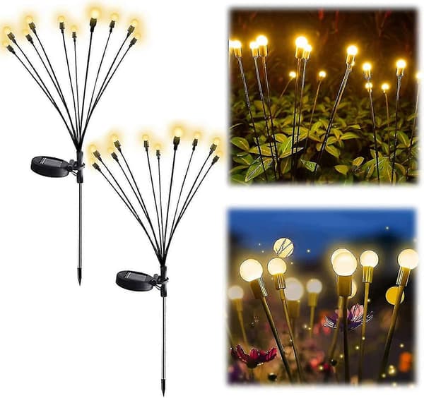 Solcelle Hagelampe - Solcellelampe som svaier, Vind-svaier, Solcelle Utendørs Lampe 10LED