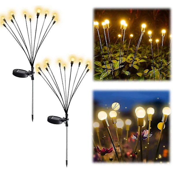 Solcellehavelampe - Solcellelampe der svajer, Vindsvajende, Solcelle udendørslampe 10LED