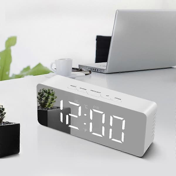 Spegelväckarklocka, Digital Väckarklocka med Datum/Temperatur/Snooze