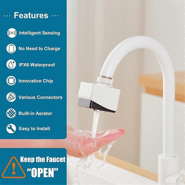 Berøringsfri Kranadapter, Smart Bevegelsessensoradapter for Kjøkken Baderomskran, Automatisk Sensor Kranadapter -T01