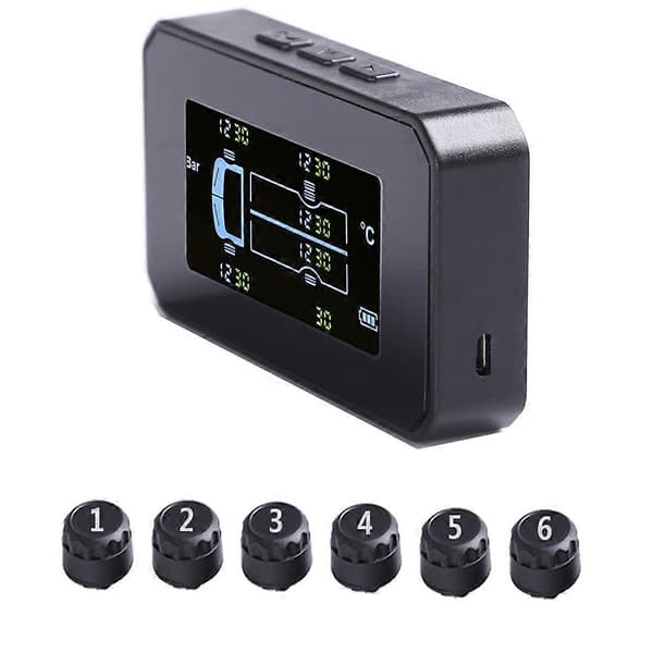 Solar TPMS Bil Däcktrycksövervakningssystem 6 Hjul Lastbil Automatiskt Däcktryck Temperaturvarning