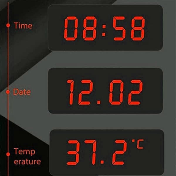 Solcellsdriven bilklocka, 24-timmars elektronisk klocka med hög precision, automatisk justering av ljusstyrka, termometer