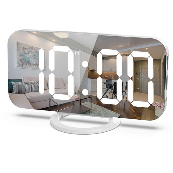Digital väckarklocka, 6\" stor LED-display med dubbla USB-laddningsportar