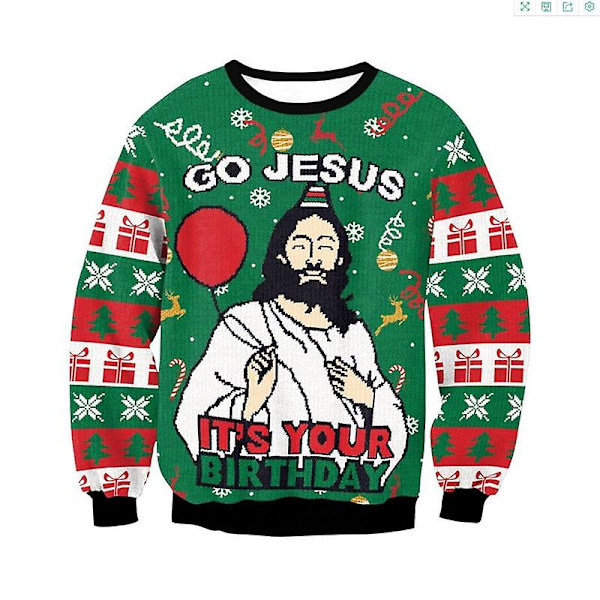 Jesus tröja grön 3D-skjorta vuxen herr- och damkläder M