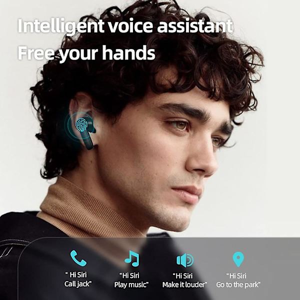 Trådlösa Hörlurar Bluetooth 5.0 Hörlurar med Trådlöst Laddningsfodral IPx6 Vattentät Black