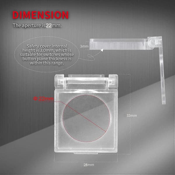 4 st 22 mm säkerhetsdammtätt tryckknappsskydd, skyddskåpa i plast för 22 mm tryckknapp (transparent)