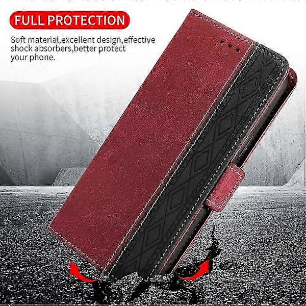 För Samsung Galaxy S10 Sömnad Sidomagnetisk RFID Läder Telefonfodral P202112248 Red
