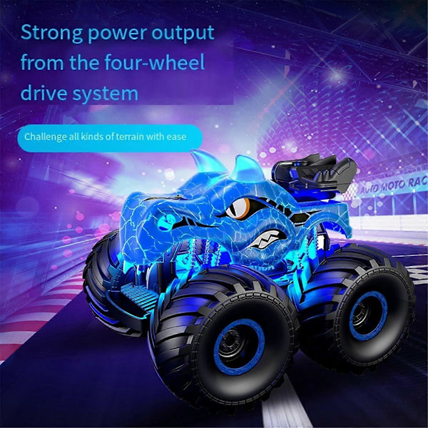 Kauko-ohjattava dinosaurusauto lapsille, 2.4GHz RC-kuorma-auto valolla, äänellä, maastokelpoinen ladattava RC-auto punainen