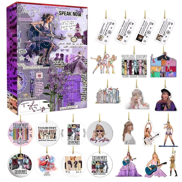 2023 Taylor Swift Fans jul adventskalender 24 dagar till jul Countdown Calendar Pendant Blind Box Julklapp style 2