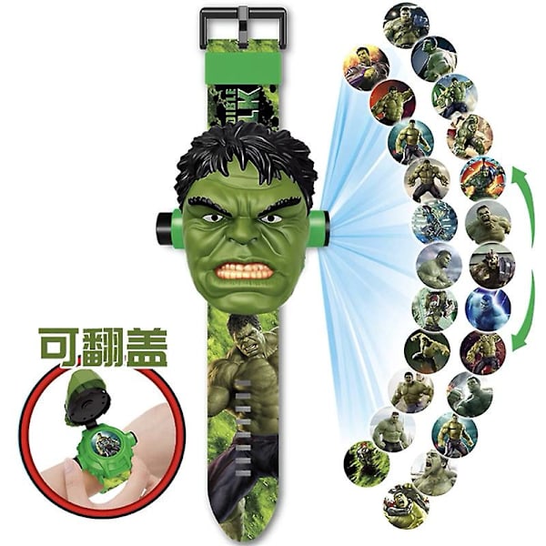 Tecknad Barnprojektionsklocka med Justerbart Armband Barnpresent Green Giant Watch