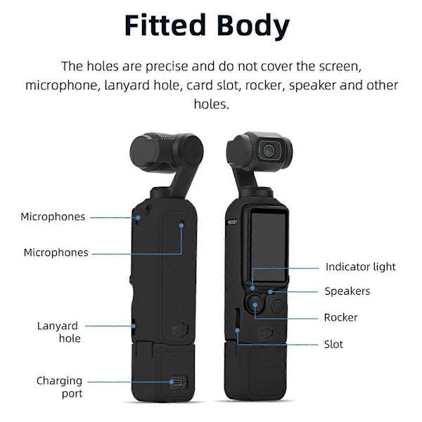 Kamera Silikone Etui til 3 Linser Beskyttende Dæksel Gimbal Linse Hætte Anti-Bump Skal, Sort, B