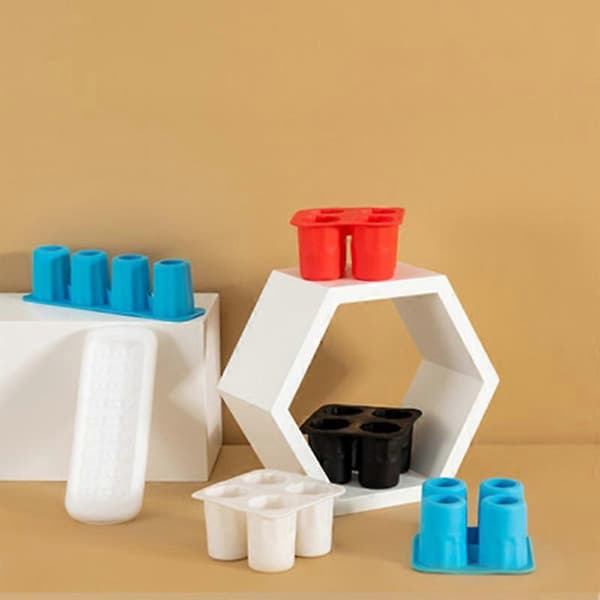 Fyrkantig 4-rutig iskubform, DIY iskopp isbricka vit