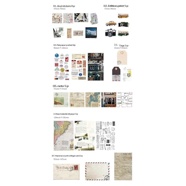 Vintage Scrapbooking -tarra tarvikkeet DIY Journaling Scrapbook Liimautuvat Washi-paperileimatarrat Retro Collection E