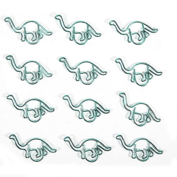 12 stk. clips dinosaurformet farvebelagt multifunktionel fortykket papirclips 3x3cm