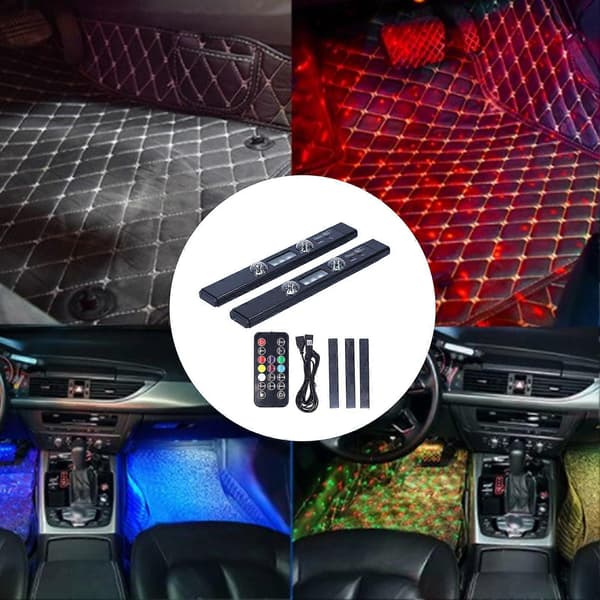 Ambient Light USB-lading LED Bil Sole Lampe Fjernkontroll Dekor Modifikasjon