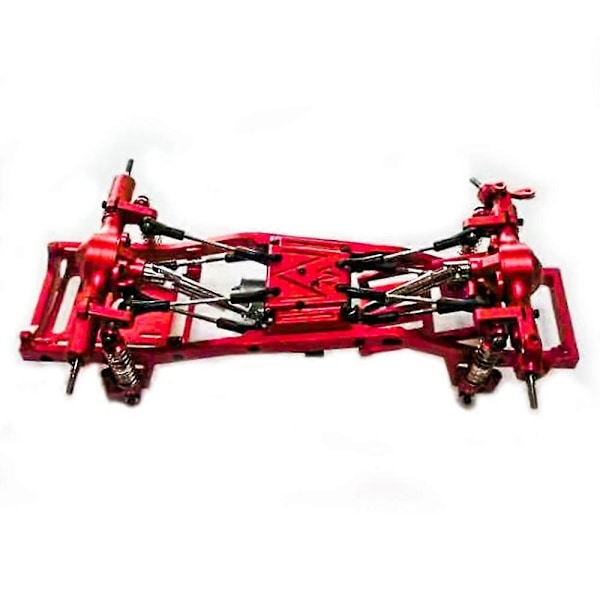 RC Bil CNC Metall Kaross Chassi Ram Balk Kit för 1/16 RC Bil Uppgraderingsdelar, Röd