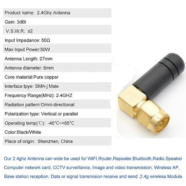 2 STK 3DBi 2.4Ghz WIFI Antenne SMA Hann Router Bluetooth Antenner Trådløs Modul 2.4G Antenne Ekstern