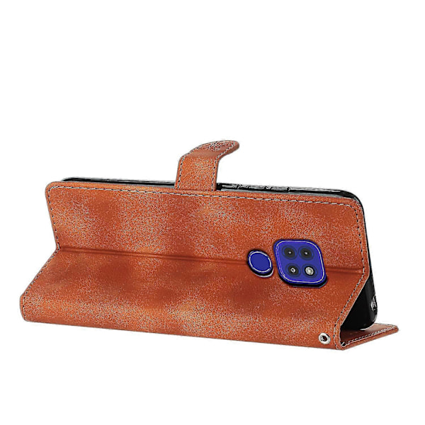 Blommig Läderfodral För Motorola Moto G9 / G9 Play / E7 Plus Brown