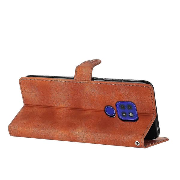 Blomster Læder Etui Til Motorola Moto G9 / G9 Play / E7 Plus Brown