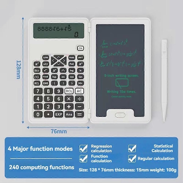 Miniräknare med skrivplatta 12 siffror LCD-display Funktionsräknare Bärbar räknare för kontor skola och hem A