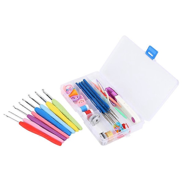 Heklenåler Sett, Ergonomiske Håndtak Store Øye Stumpe Strikkepinner Kit Lange Strikkepinner