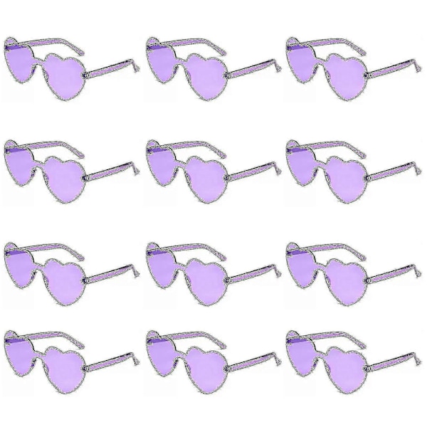 Helt Nya 12st Hjärtformade Ramlösa Glasögon Trendiga Transparenta Godisfärger Glasögon För Festfavoriter 2023 Storsäljare! purple