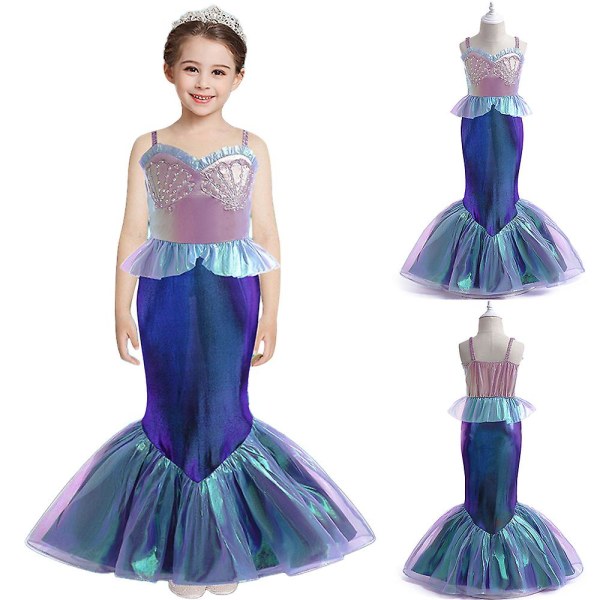 Mermaid Princess Dress Cosplay Party Dräkt Halloween Kostym Carnival 6-7 Years
