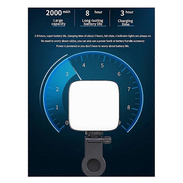 Mini LED -täyttövalo, kaksivärinen valaistus, kylmäkenkä kameralle, videokameralle, vlogille, irrotettava klipsikiinnitteinen valokuvausvalo, musta
