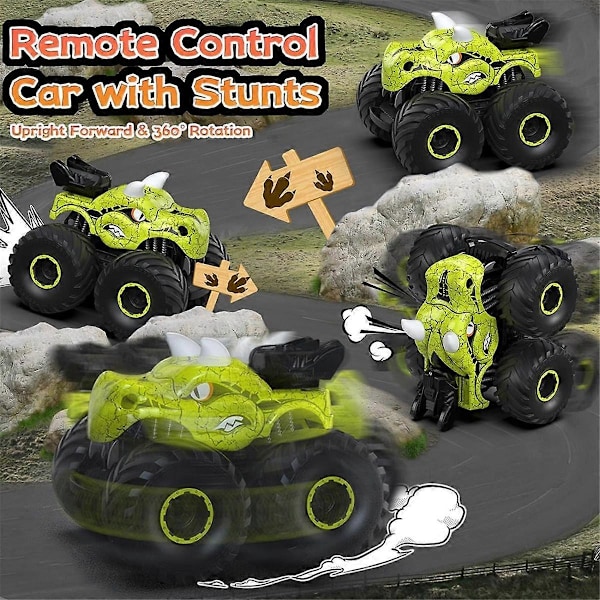 Kauko-ohjattava dinosaurusauto lapsille, 2.4GHz RC-kuorma-auto valolla, äänellä, maastokelpoinen ladattava RC-auto punainen