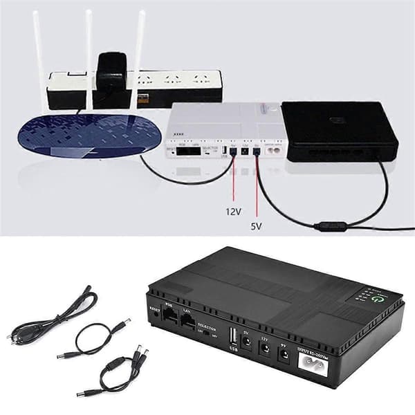 UPS Ruter Optisk Cat Adapter Avbruddsfri Strømforsyning DC Backup Strøm AC220V til DC 5V 9V 12V 15V 24V EU Plugg
