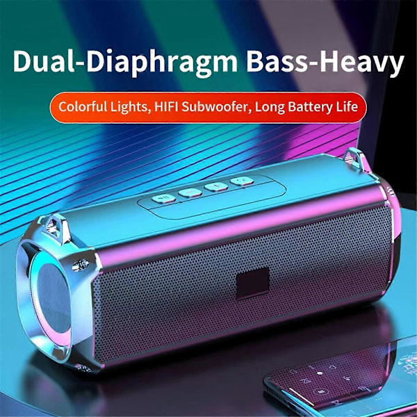 RGB Högtalare Portabel Trådlös Musikspelare & Axelremmar LED Bluetooth 5.0 TF USB-C Aux