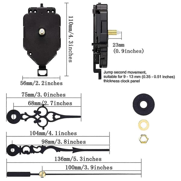 23mm Quartz Klockrörelsemekanism med Klockvisare Kit för DIY Klockreparation Reservdelar A