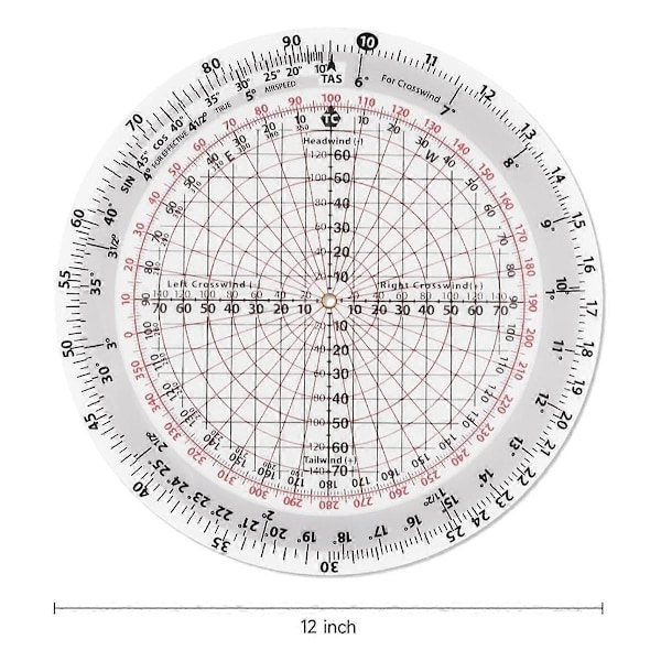 E6B-R 6 tommer Diameter Cirkulær Flyvecomputer, Flyvecomputer Lommeregner Standard Flyvetræning Studenterbrug IFR VFR