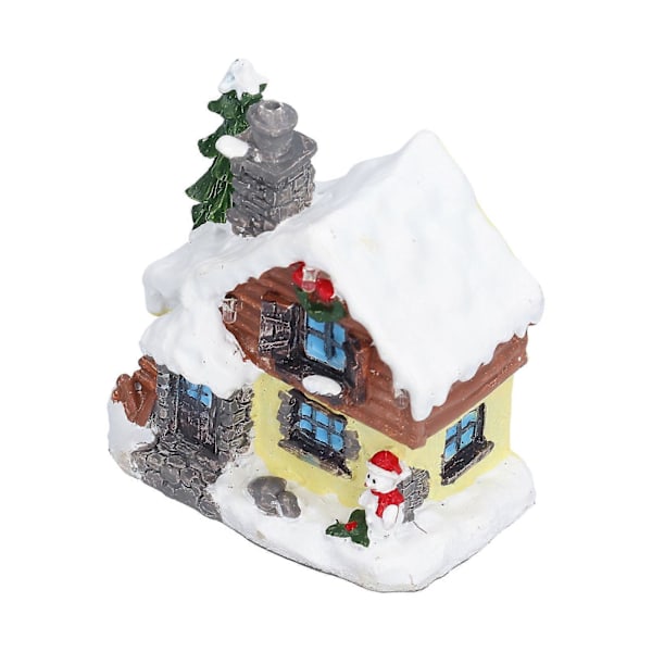 Vinter Snö Julhus Miniatyr Inomhus Byggnad Jultomtehus Dekor med Varmt LED-ljus för Hemmet