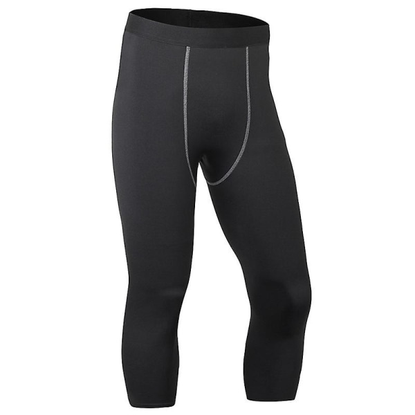 Träningsleggings för män Kompression Baslager Löpartights 3/4 Tränings Fitness Byxor Black L